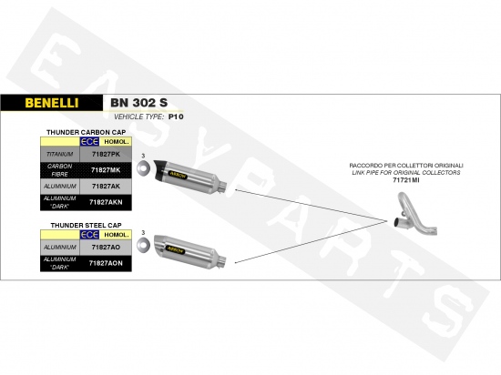 Mid-pipe ARROW 'Racing' Benelli BN 302/ 302S E3-E4 2014-2020